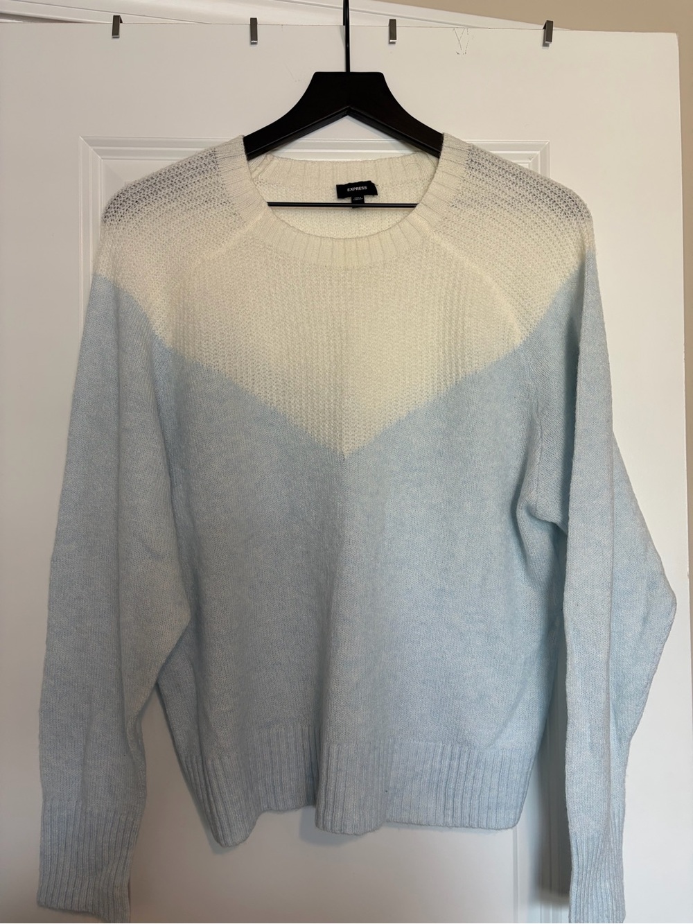 Cream and Light Blue Crewneck Sweater